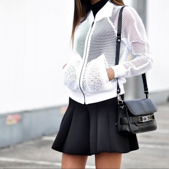 Milly Raquel flared black mesh detail skirt - Picture 5 of 8